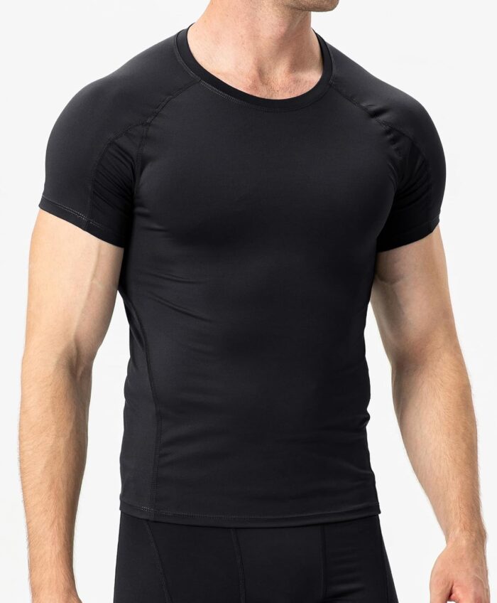 Men's Compression Shirts, Workout Tops Short Sleeve Athletic Base Layer T-Shirts Sports Gear Gym Shirt for Running - Image 4