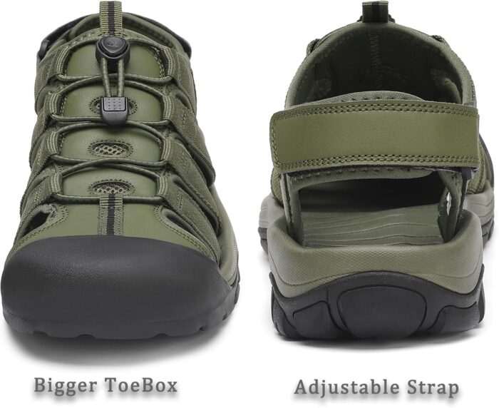 FLARUT Men's Athletic Sandals - Closed Toe Sport Hiking & Outdoor Walking Water Sandals with Anti-Slip Cushioning and Breathable Mesh - Image 3