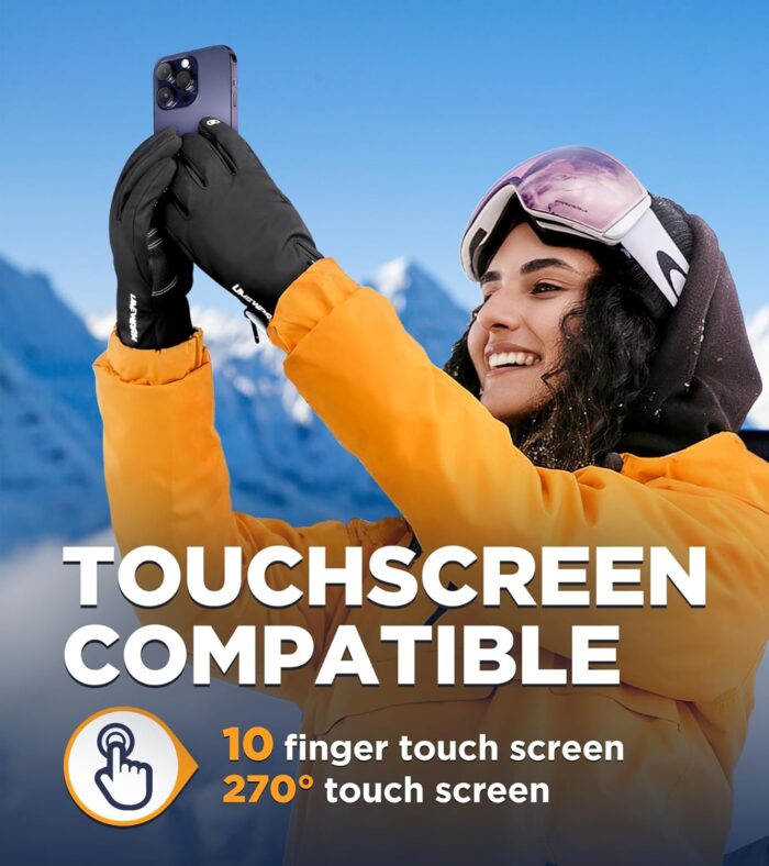 -10℉ Waterproof Winter Gloves Men, Touchscreen Fingers Snow Ski Gloves Women, 5-Layer Touch Screen Cold Weather Gloves - Image 4