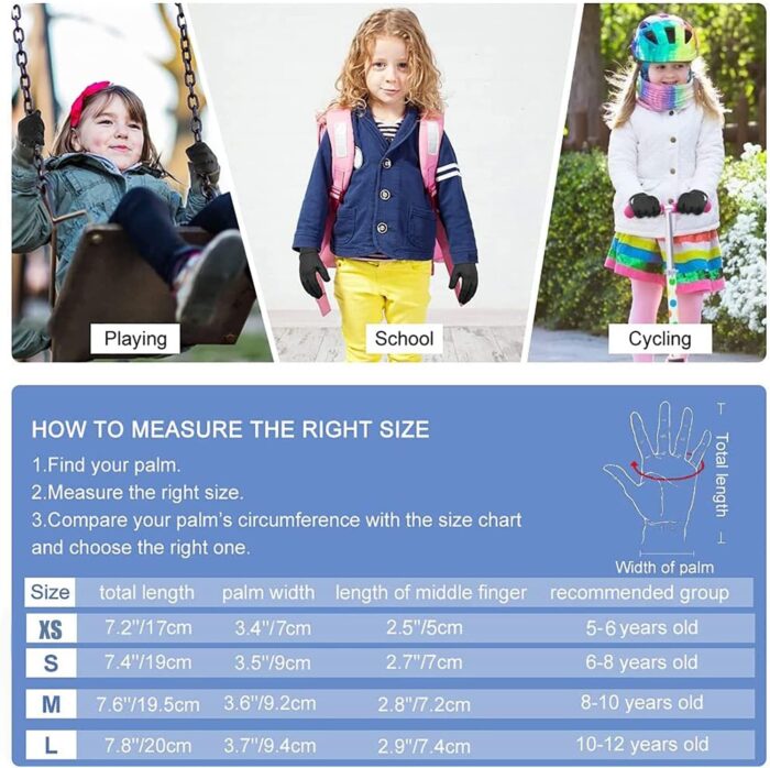 Kids Winter Thermal Cycling Gloves Boys Girls Flexible Grip Touchscreen Cycling Bike Gloves for Children Running Ski Anti-Slip Mitts - Image 7