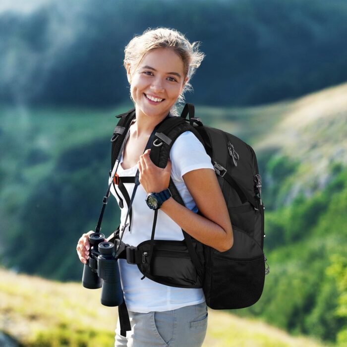 Maelstrom Hiking Backpack, 40L Waterproof Camping Daypack for Men and Women, Lightweight Travel Pack with Rain Cover-Black - Image 8