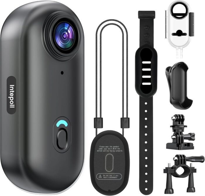 4K Mini Action Camera 128GB Thumb POV Portable Body Cam Wearable Video Recorder with IPX7 Waterproof Underwater Camcorder, Helmet Mount, Magnetic Sport DV for Bike Cycling, Pet, Vlogging(Black)