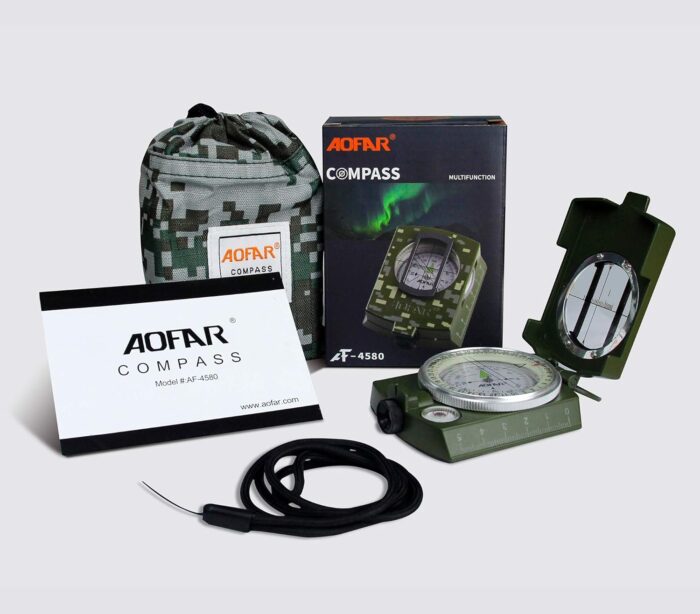 AOFAR Military Compass,AF-4580 Lensatic Sighting, Waterproof and Shakeproof with Map Measurer Distance Calculator, Pouch for Camping, Hiking - Image 6