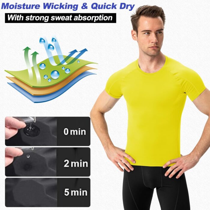 SPVISE Men's Compression Shirts Short Sleeve Workout Gym T-Shirt Running Tops Cool Dry Sports Base Layer Athletic Undershirts - Image 3