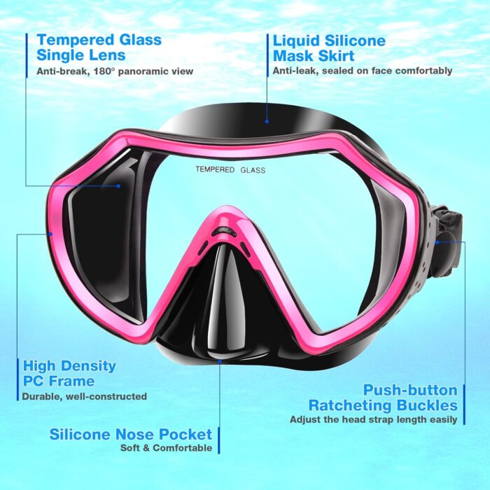 Snorkeling Gear for Adults, Dry Adult Snorkel Set HD Panoramic View Snorkel Mask Set, Anti-Leak and Anti-Fog Scuba Diving Package with Mesh Bag Ear Plug for Snorkeling Scuba Diving Travel - Image 3