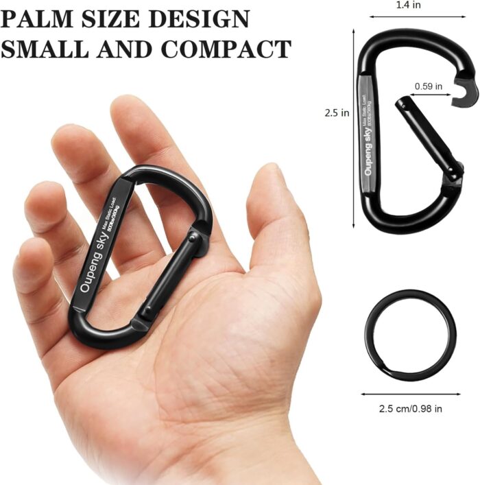 Carabiner Clip - Heavy Duty Carabiners Carabeaner D Ring Shape,Key Chain Clip Hook,Keychain Clip,Multipurpose for Camping, Hiking,Backpacking or Other Outdoor Activities. - Image 2