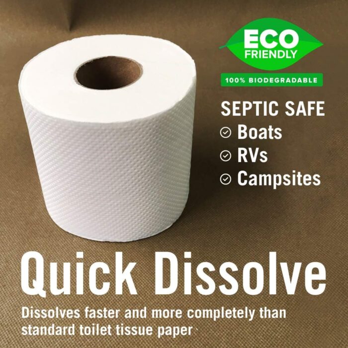 Boat and RV Toilet Paper, Septic Safe Quick Dissolving Tissue, 12 Single Rolls, Biodegradable 2-Ply for Marine, Travel, and Camper Systems, Camping Tank-Safe Bulk Pack - Image 2