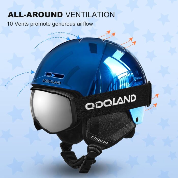 Odoland Kids Ski Helmet, Snow Helmet with Ski Goggles, Shockproof, Windproof, Safety Snow Sports Helmets and Protective Goggles for Boys Girls and Youth - Image 5
