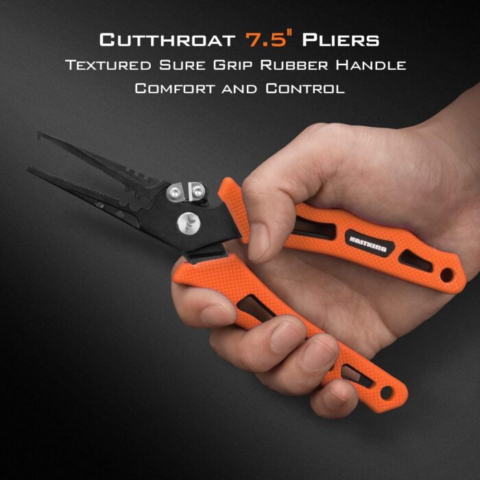 KastKing Cutthroat 7.5-inch Braid Scissors and Pliers Set - Saltwater Resistant Fishing Gear, Line Cutter, Hook Remover, Fishing Tool Set, Gift for Men - Image 8