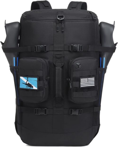 Scuba Diving Backpack - 65L Large Travel Backpack for Scuba Diving and Snorkeling Gear & Equipment Holds Snorkel, Fins, and More, Bag Only (Black)