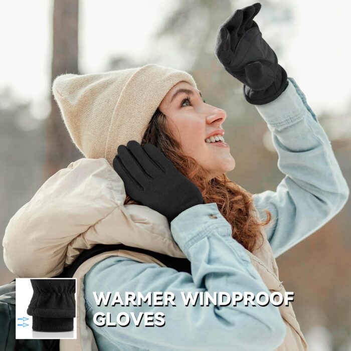 OZERO Warm Winter Gloves for Women: Touchscreen 2-Layers Polar Fleece Gloves for Gold Weather Texting Running - Image 5