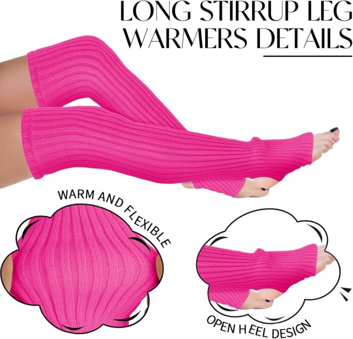 Buauty Leg Warmers 80s Party Ribbed Knit Outfits for Women Girls Fashion Y2k Winter Sports Neon Party Yoga Socks Accessories - Image 4