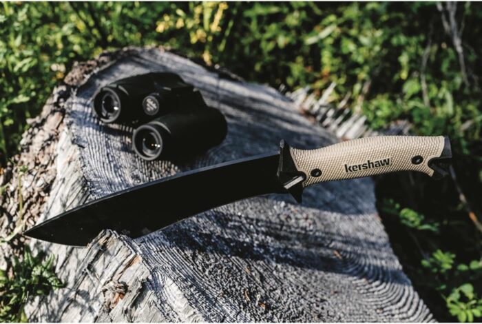 Kershaw Camp 10 - Tan Machete, Fixed Blade Knife, 10-in. 65Mn Carbon Steel Blade Includes Sheath, Camp Series Machete, Outdoor and Survival Tool - Image 4