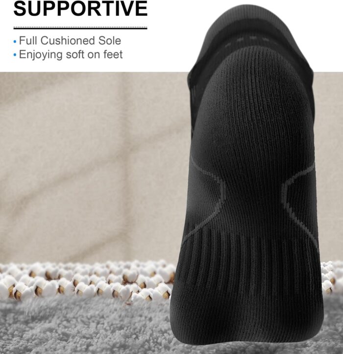 BULLIANT Men Running Socks 6Pairs-Ankle Athletic Socks Wicking Cushioned for Men Walking-Arch Compression Support - Image 3