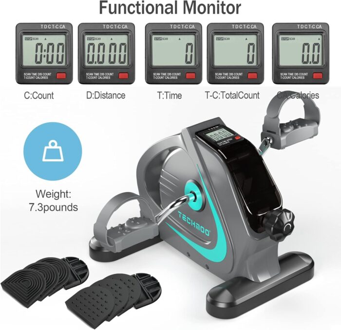 Under Desk Bike Pedal Exerciser Portable Mini Home Exercise Bike with 5LBS Flywheel Sitting Peddler Exerciser for Seniors Legs and Arms Trainer Physical Therapy Equipment Fitness Exercise Bicycle - Image 7