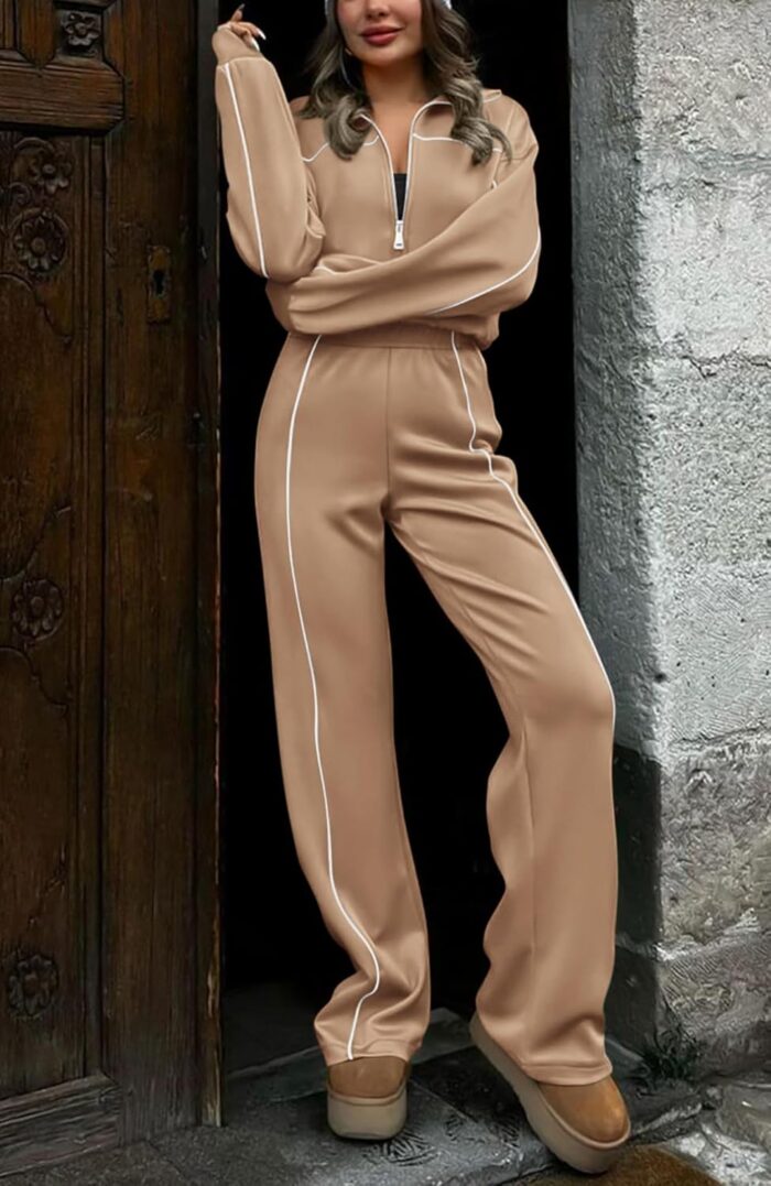 BTFBM Women's Two Piece Tracksuit Fall 2025 Long Sleeve Zip Up Sweatshirt Long Pants Outfits Jogger Sweatsuit Sets - Image 3