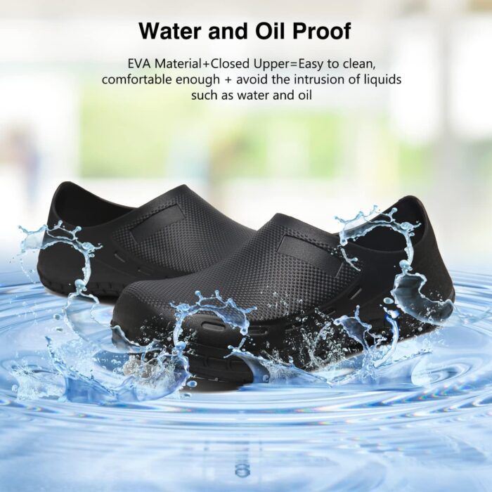 Chef Shoes for Men Nonslip Water Proof Work Shoes Mens Clogs Comfortable Nursing Nurse Shoes for Gardener Men Indoor and Outdoor for Kitchen Office Seaside-Zapatos de Cocina para Hombres - Image 5