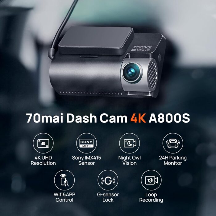70mai 4K Dash Cam Front and Rear with STARVIS, Built in 5GHz WiFi & GPS Car Camera, Super Night Vision, ADAS, 3'' IPS Screen, 24H Parking Mode, Time-Lapse, Loop Recording, with 128GB Card - Image 2