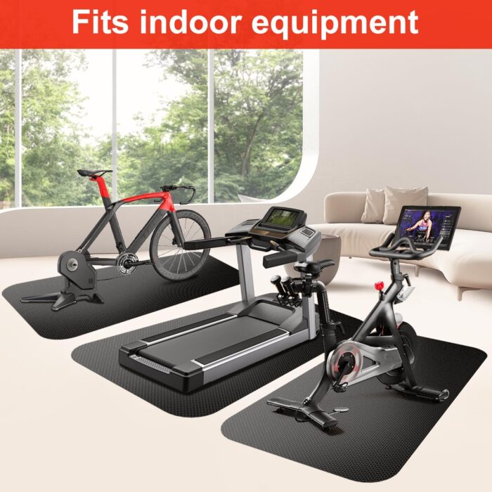 Bike Mat Exercise Bike Mat,Treadmill Mat for Carpet & Hardwood Floors,Mats for Gym Equipment,Indoor Exercise Equipment Mat,Exercise Mat,Fitness Mat,Stationary Bike Mat - Image 3