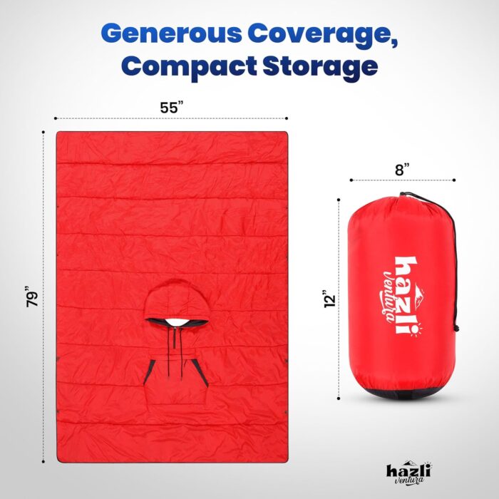 hazli Warm Camping Blanket - Stadium Blanket, Wearable Sleeping Bag Adult, Stadium Sack, Stadium Blankets for Cold Weather, Outdoor Sports Mom Essentials, Stadium Sak, Outdoor Blanket for Sports - Image 7