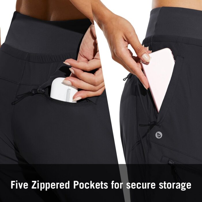 baleaf Women's Joggers Lightweight Hiking Pants High Waist 5 Zipper Pockets Quick Dry Travel Athletic UPF50+ - Image 4