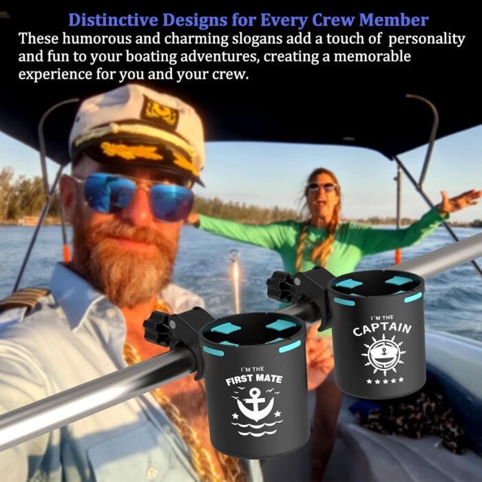 Marine Boat Rail Cup Holder, No Drilling Install On Bimini Top Conver Rail Or Pole, Grip Rail, Grab Bar, Boat Gifts for Boat Lover, Cup Holder for PWC, Jet Ski, Seadoo - Image 2