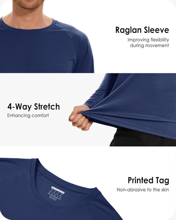 Boladeci Men's UPF 50+ Sun Protection UV SPF Shirts Long Sleeve Lightweight Quick Dry Swim T-Shirts Rash Guard - Image 5