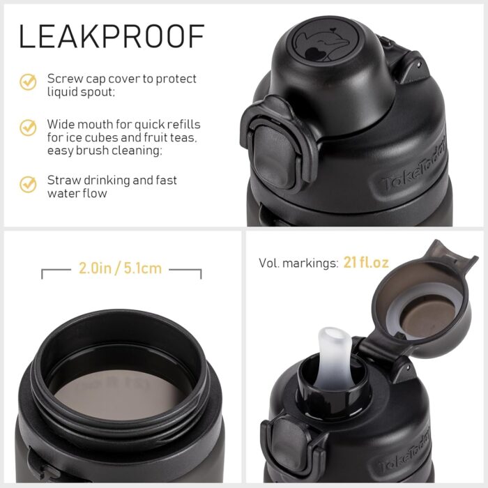 Collapsible Water Bottles 20oz, Leak Proof, BPA-Free, Foldable Silicone Travel Water Bottle with Straw Strap for Cycling, Hiking, Outdoors - Image 7