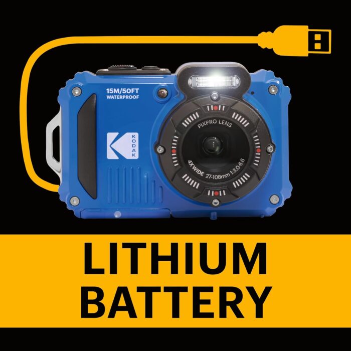 KODAK PIXPRO WPZ2 Rugged Waterproof Shockproof Dustproof WiFi Digital Camera 16MP 4X Optical Zoom 1080P Full HD Video Vlogging Camera 2.7" LCD (Blue) - Image 6