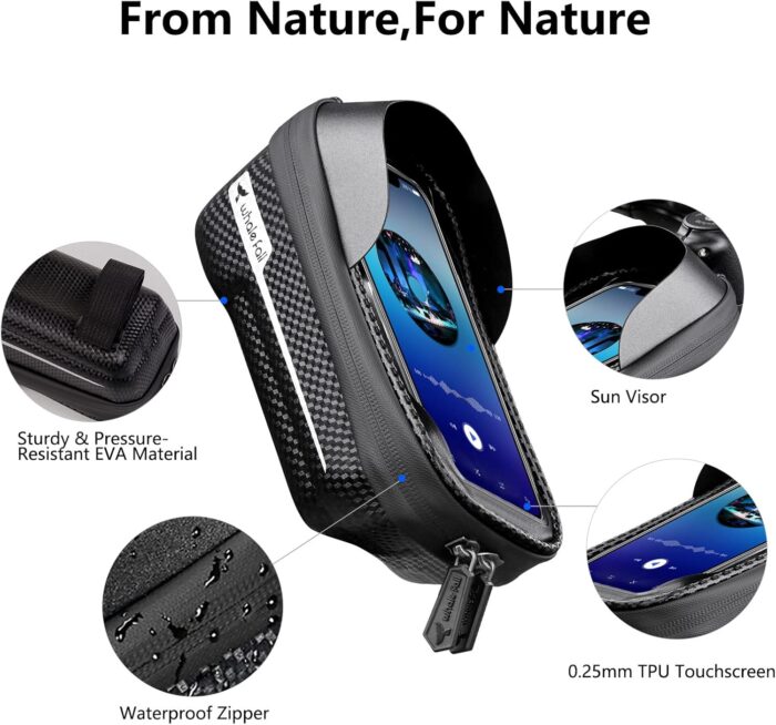 whale fall Hard Casing Bike Bag, Never Deform, Waterproof Bike Phone Holder with 0.25mm Sensitive TPU Touch-Screen, Bicycle Accessories, with Rain Cover for Phones under 6.9'' - Image 8