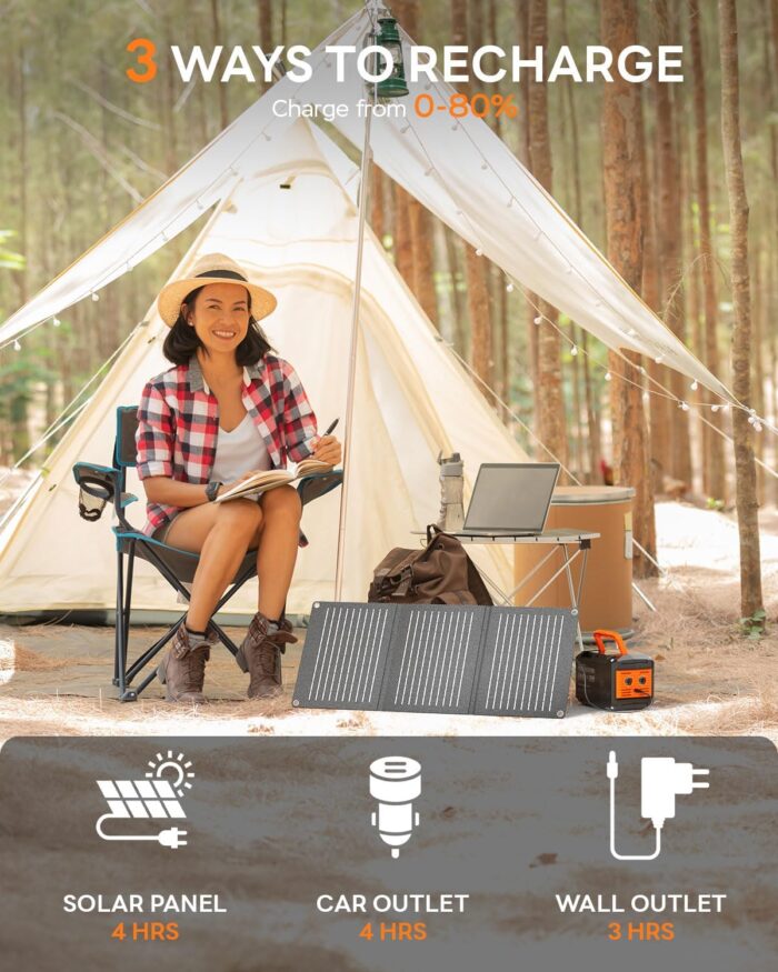 MARBERO Portable Power Station 88.8Wh Solar Generator 150W Peak Lithium Battery Backup Power Bank with LED Light for Home Outdoor Travel Emergency RV Off-Grid Living (Solar Panel Optional) - Image 4