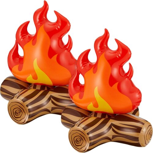 Sumind Inflatable Fake Campfire Camping Props Bonfire Party Decor Campfire Party Decorations Artificial Flame for Indoor Camping Overnight and Scene Setting(2 Pieces)