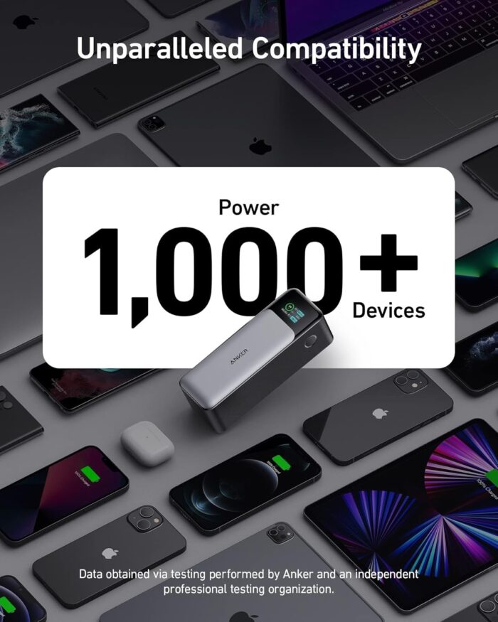 ANKER 737 Power Bank, 24,000mAh 3-Port Laptop Portable Charger with 140W Fast Charging, Smart Display, for Outdoor Work, Compatible with iPhone 16/15/14 Series, Vision Pro, Samsung, MacBook, and More - Image 6