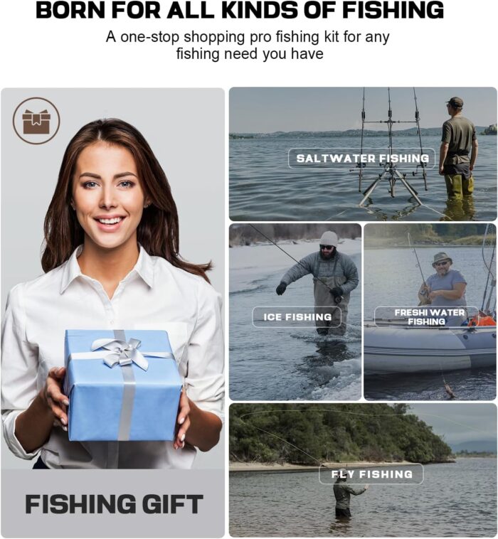 Pro Fishing Gear and Equipment Tools Accessories Kit with Fishing Pliers Fillet Knife Scissors Fish Lip Gripper Fish Ruler Fishing Gifts for Men Saltwater Fishing Fly Fishing Ice Fishing - Image 2