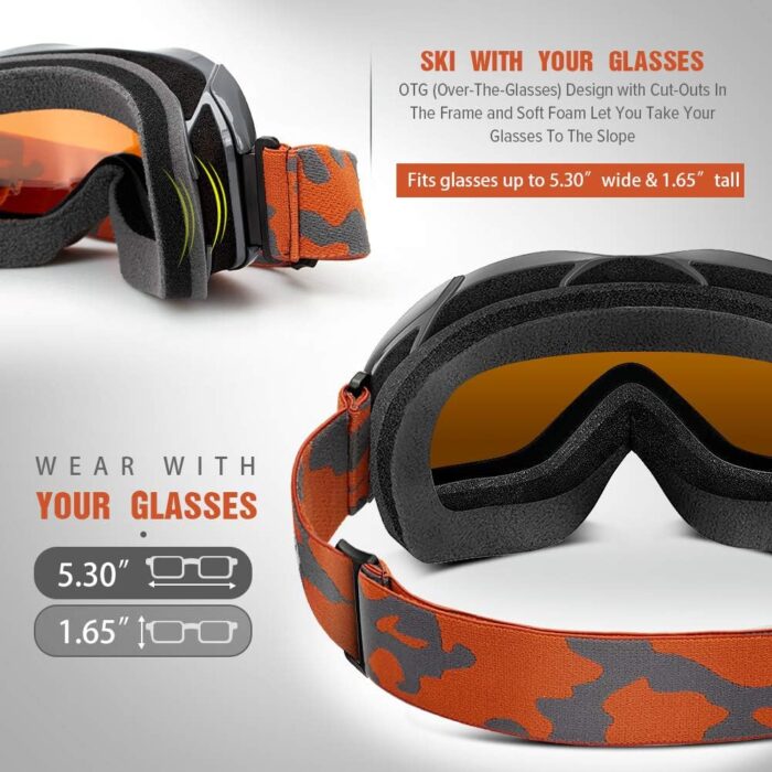 OutdoorMaster OTG Ski Goggles - Over Glasses Ski/Snowboard Goggles for Men, Women & Youth - 100% UV Protection - Image 2