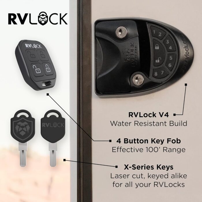 RVLOCK V4 RV Door Lock Keyless Entry with Remote, Secure and Convenient Camper Latch Replacement, Durable RV Door Lock Replacement for Trailers with Patented Security Technology - Image 3