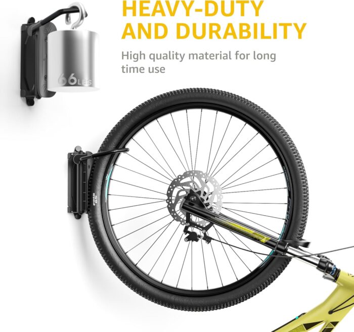 monTEK Swivel Bike Wall Mount, Bike Hangers for Garage, Space-Saving Vertical Bike Rack, Sturdy Bike Storage Rack Holds Up to 66lbs, Easy to Install, 4 Pack - Image 4