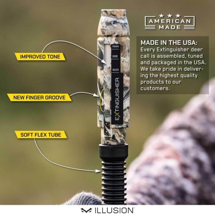 Extinguisher Deer Call by Illusion | Grunt Tube | Buck, Doe, Fawn | Adjustable 10-in-1 Call | Color (CAMO/Black) | Freeze Resistant - Image 3