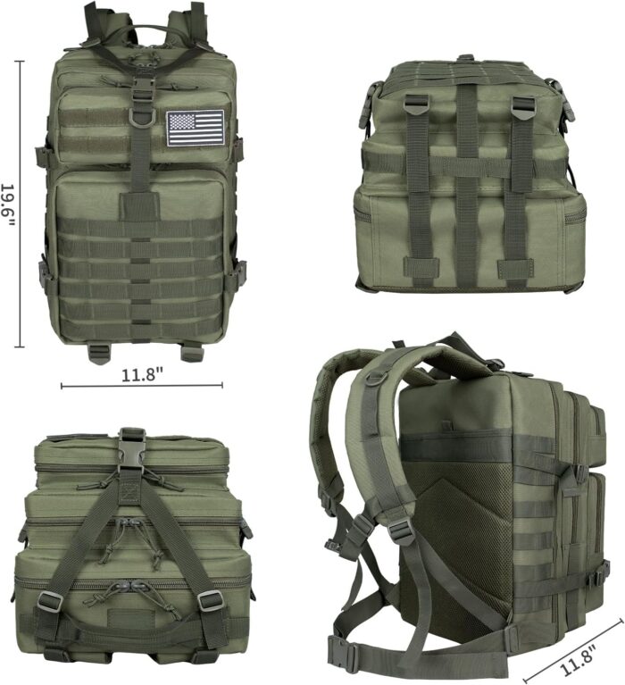 45L Army Tactical Backpack Military Assault Pack 3 Day Bug Out Bag Molle Daypack Camping Outdoor Mountaineering Highland Backpacks For Men Rucksack Green - Image 5