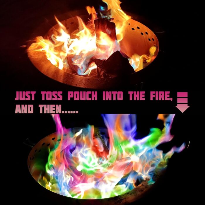 HGD (6 Pack) Magic Campfire Fire Color Changing Packets for Fire Pit, Indoor/Outdoor Fireplace, Bonfire - Rainbow Magical Flame, Camping Accessory, Compatible with Wood - Image 4