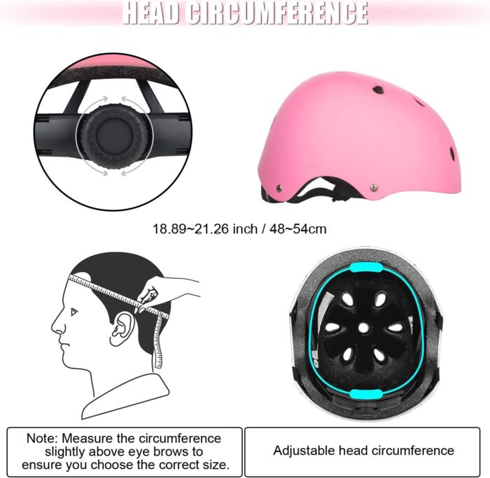 WayEee Kids Bike Helmet Set Skateboard Knee Pads, Helmet Pad Set Protective Gear Set Adjustable for Girls Kids 3-10 Helmet Elbow Pads Wrist Guards for Sport Cycling Bike Roller Skating Scooter - Image 4