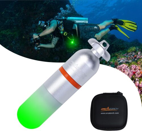 ORCATORCH SD01PRO Upgrade Bright Dive Signal Light, Submersible Beacon Mini Tank Marker Light with Constant and Flashing Modes, for Scuba Diving and Night Time Visibility (Green)