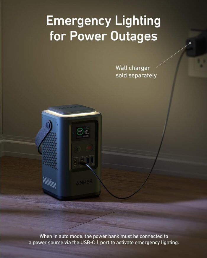ANKER Power Bank Power Station 60,000mAh,Portable Outdoor Generator 87W with Smart Digital Display, Retractable Auto Lighting and SOS Mode, Home Backup(PowerCore Reserve 192Wh) for Travel, Camping - Image 5