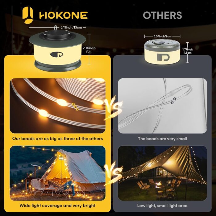 Hokone Camping String Lights, 32.8FT 22 Lighting Modes, Waterproof, Rechargeable, Quick Storage Portable Tent Lights Perfect for Outdoor, Indoor, Party, Patio, Garden, Camping, Holiday Decor - Image 6
