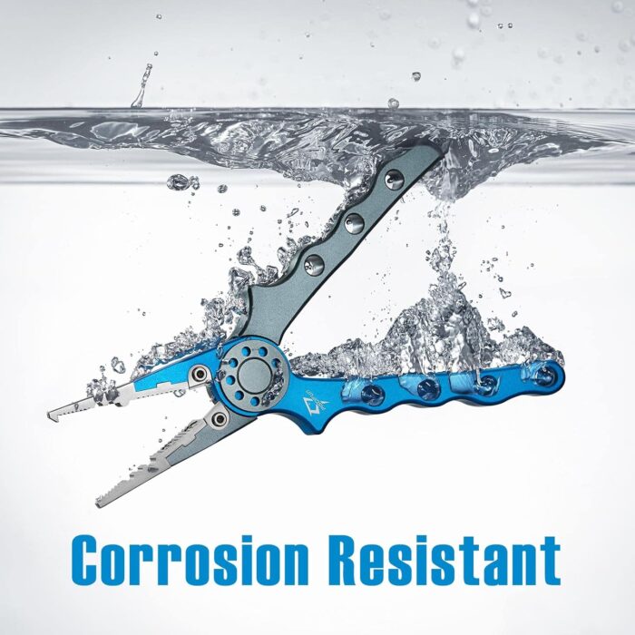 Piscifun Fishing Pliers, Saltwater Fishing Pliers with Split Ring, Fish Hook Remover, Corrosion Resistance Fly Fishing Pliers with Braid Cutters, Sheath and Lanyard, Fishing Gear Gifts for Men - Image 2