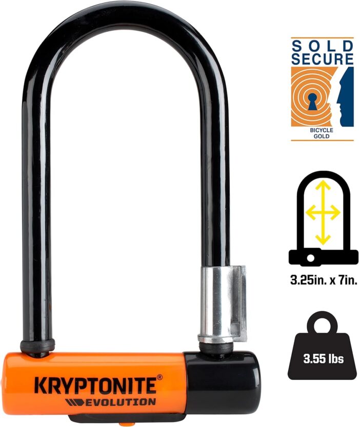 Kryptonite Evolution Mini-7 Bike U-Lock with Cable, Heavy Duty Anti-Theft Bicycle U Lock, 13mm Shackle and 10mm x4ft Length Security Cable with Mounting Bracket and Keys - Image 3