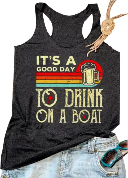 Womens Vintage Graphic Racerback Tank Tops Sleeveless Summer Casual Loose Tanks Vest Vacation Classic-Fit Shirt Cami