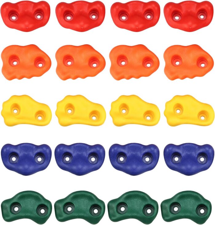 Yaegoo 20 PCS Climbing Holds for Kids, Rock Wall Climbing Kit with Mounting Hardware, Climbing Rock Wall Holds for Indoor and Outdoor Playground Play Set - Image 2