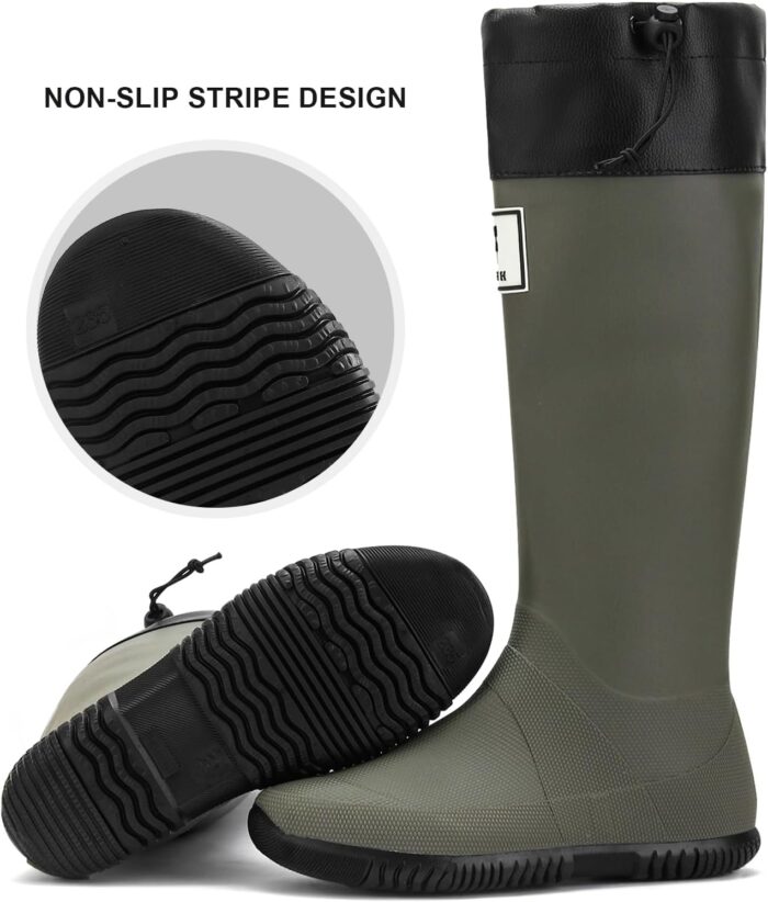 YUHITYGZGS Rain Boots Women, Waterproof Rubber Boots Men, Anti-Slip Lightweight Garden Shoes, High Knee Water Boots with Adjustable Buckle, Durable Fishing Boots Outdoor - Image 3