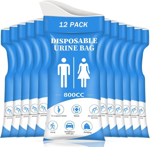 DIBBATU Disposable Urine Bag, 12/24 PCS Pee Bags for Travel for Women/Men, 800ML Emergency Portable Urinal Bag and Vomit Bags, Unisex Urinal Bag for Camping, Traffic Jams, Pregnant, Patient, Kids